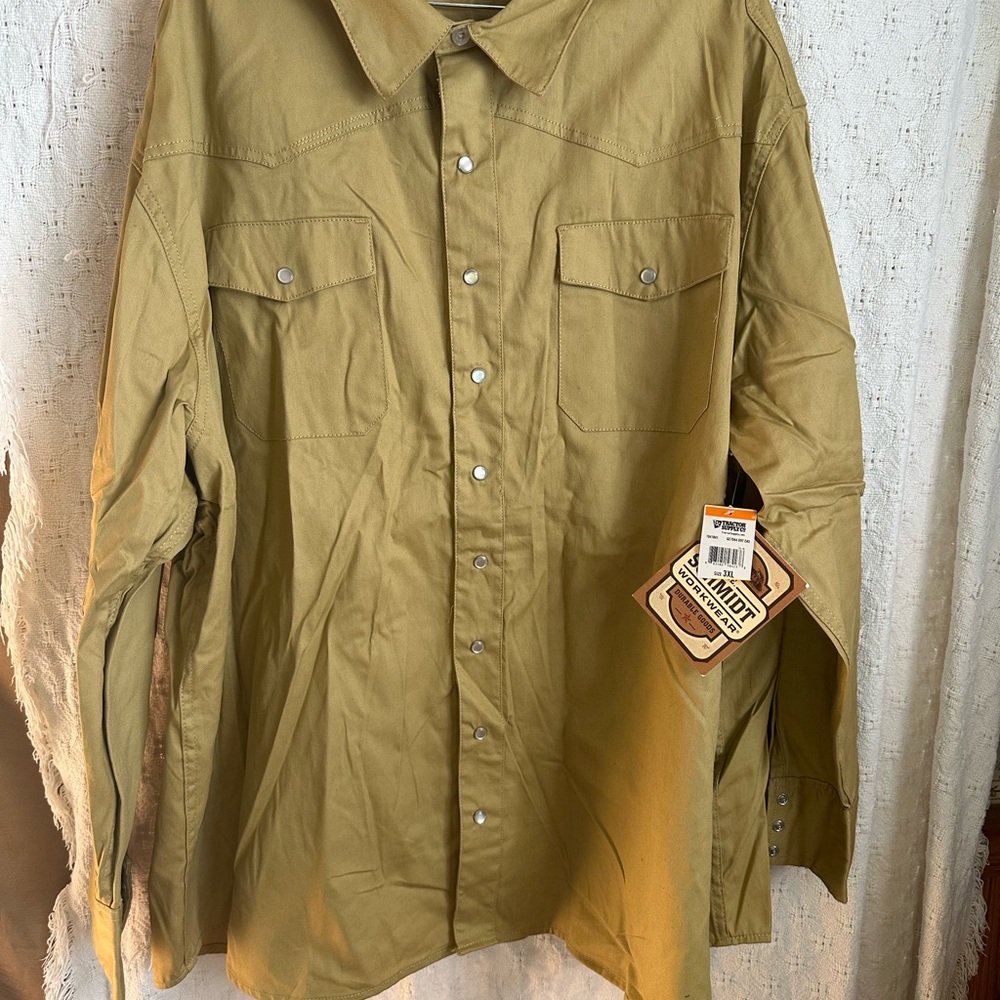 Schmidt Workwear Men's Tan Casual pearl button Shirt